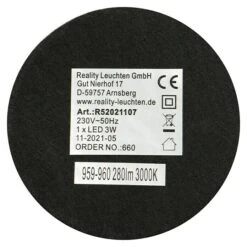 Reality Leuchten LED-Tischleuchte Rund Queen 2 W, Ø X H: 150 Mm X 24 Cm, Nickel -Beleuchtung 12 104