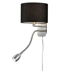 Trio Leuchten Hotel Wandleuchte 40 W, L X B X H: 34,5 X 20 X 23,5 Cm, Nickel Matt, Schwarz, E14