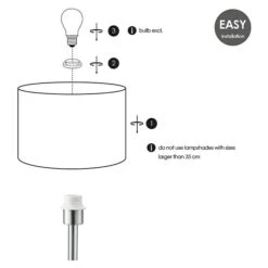 Home Sweet Home Lampenfuß Stick 40 W, Farbe: Stahl Matt, Höhe: 39 Cm -Beleuchtung 12 111