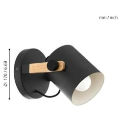 Eglo Hornwood Wandleuchte Rund 28 W, Schwarz/Creme, E27 -Beleuchtung 12 1211