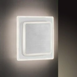 WOFI Sutter LED-Wandleuchte 10,5 W, L X B X H: 25 X 25 X 6,5 Cm, Aluminium-gebürstet, Warmweiß -Beleuchtung 12 1322