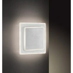 WOFI Sutter LED-Wandleuchte 10,5 W, L X B X H: 25 X 25 X 6,5 Cm, Aluminium-gebürstet, Warmweiß -Beleuchtung 12 1324