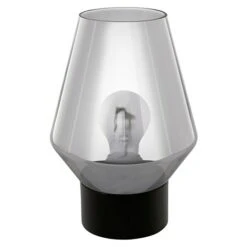 Eglo Verelli Tischleuchte Rund 60 W, Ø X H: 165 Mm X 25 Cm, Schwarz/Transparent, E27