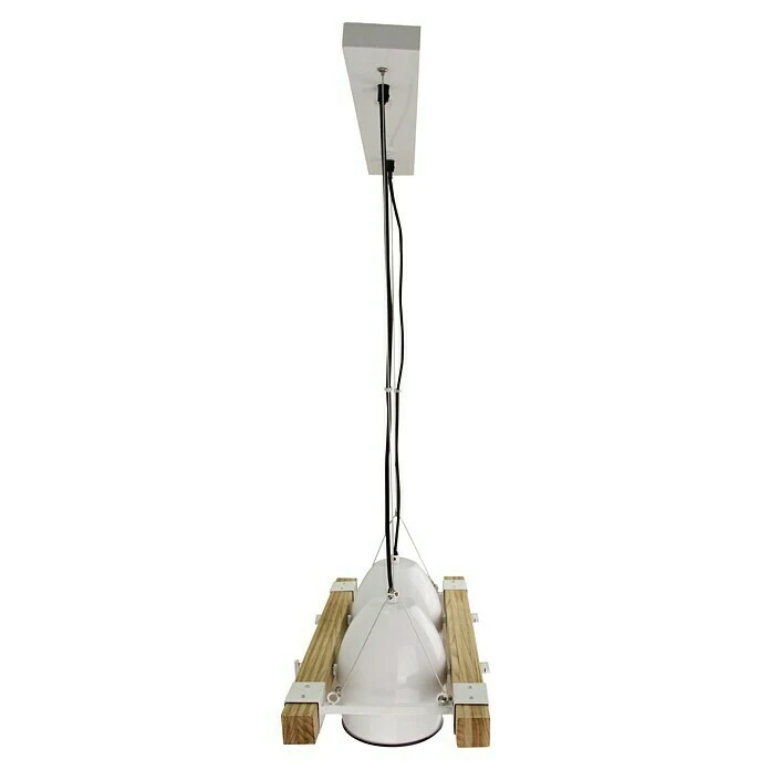 Pendelleuchte 40 W, Weiß/Holz, E27 3 Pendelleuchte 40 W, Weiß/Holz, E27 – Bild 2