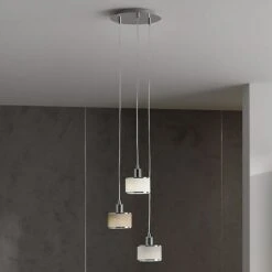 WOFI Pendelleuchte Ciara 84 W, L X B X H: 25 X 25 X 150 Cm, Chrom, E14, 3 Stk. -Beleuchtung 12 1591