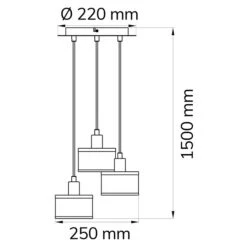 WOFI Pendelleuchte Ciara 84 W, L X B X H: 25 X 25 X 150 Cm, Chrom, E14, 3 Stk. -Beleuchtung 12 1592