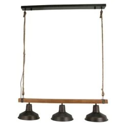 Pendelleuchte 40 W, Stahl-schwarz/Holz, E27