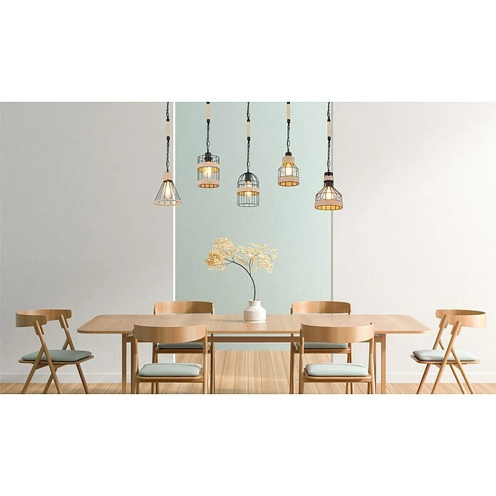 Globo Pendelleuchte HALIA 60 W, Schwarz, E27, 5 Stk. 3 Globo Pendelleuchte HALIA 60 W, Schwarz, E27, 5 Stk.