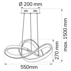 WOFI Indigo LED-Pendelleuchte 44 W, L X B X H: 55 X 55 X 27 Cm, Dunkelgrau, Warmweiß -Beleuchtung 12 1655