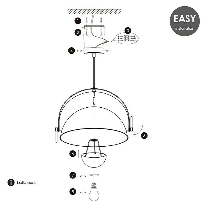 Home Sweet Home Fabriq Bow Pendelleuchte Rund Ø X H: 500 Mm X 130 Cm, Schwarz 7 Home Sweet Home Fabriq Bow Pendelleuchte Rund Ø X H: 500 Mm X 130 Cm, Schwarz – Bild 5