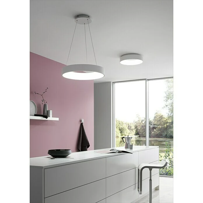 WOFI Cameron LED-Pendelleuchte Rund 28 W, Ø X H: 45 X 150 Cm, Weiß, Kaltweiß 6 WOFI Cameron LED-Pendelleuchte Rund 28 W, Ø X H: 45 X 150 Cm, Weiß, Kaltweiß – Bild 4