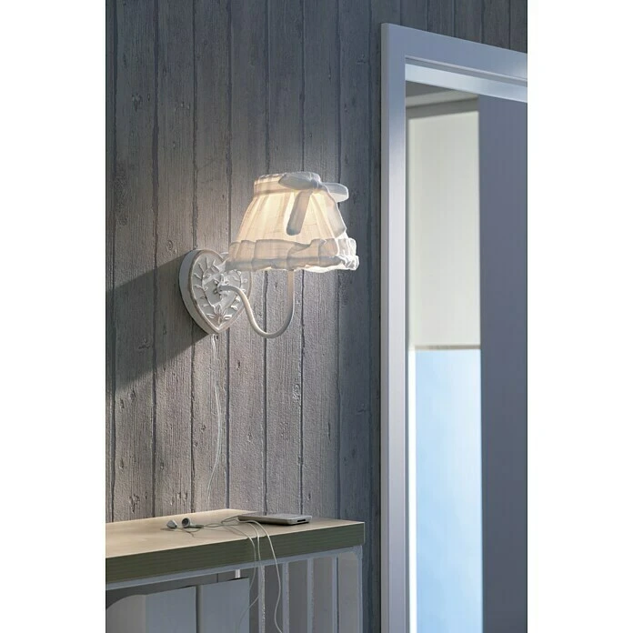 Eglo Lampenschirm 1+1 Vintage Ø X H: 20,5 X 14,5 Cm, Weiß, Textil 4 Eglo Lampenschirm 1+1 Vintage Ø X H: 20,5 X 14,5 Cm, Weiß, Textil – Bild 2