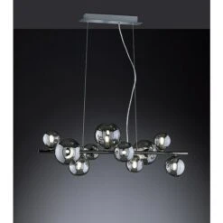 WOFI Villa Pendelleuchte 50 W, L X B X H: 86 X 33 X 150 Cm, Schwarz/Chrom, G9