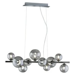 WOFI Villa Pendelleuchte 50 W, L X B X H: 86 X 33 X 150 Cm, Schwarz/Chrom, G9 -Beleuchtung 12 1808