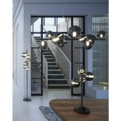 WOFI Villa Pendelleuchte 50 W, L X B X H: 86 X 33 X 150 Cm, Schwarz/Chrom, G9 -Beleuchtung 12 1810