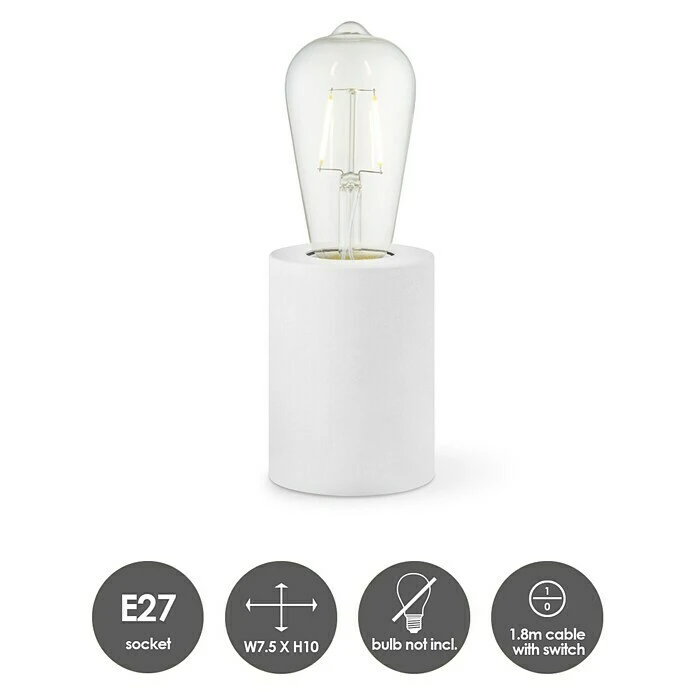 Home Sweet Home Lampenfuß Dry 10 W, E27, Weiß, Höhe: 10 Cm 4 Home Sweet Home Lampenfuß Dry 10 W, E27, Weiß, Höhe: 10 Cm – Bild 2
