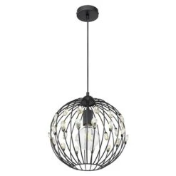 Globo Pendelleuchte Rund HANAKO 60 W, Ø X H: 300 Mm X 39 Cm, Schwarz, E27 -Beleuchtung 12 1853