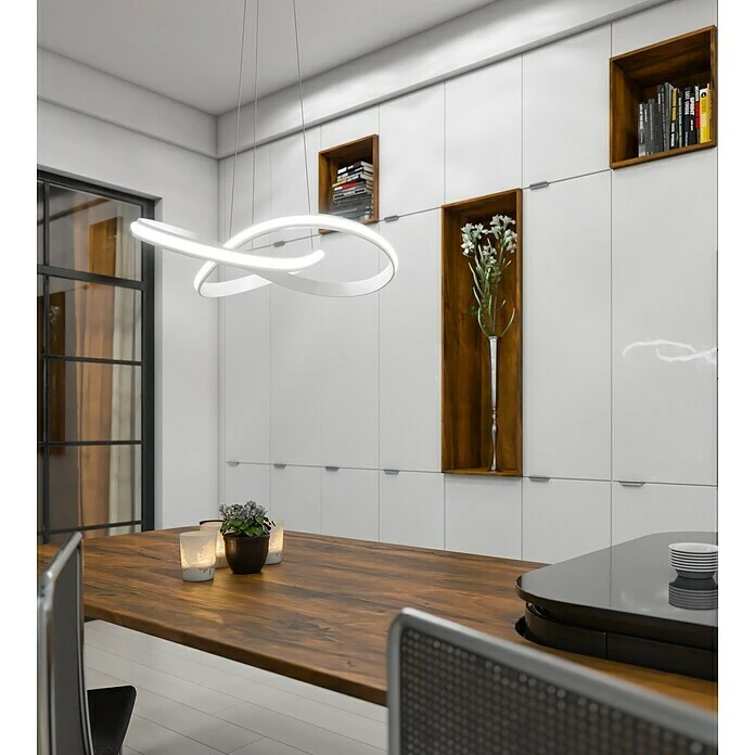 WOFI LED-Pendelleuchte Salo 28 W, L X B X H: 50 X 45 X 150 Cm, Weiß, Warmweiß 4 WOFI LED-Pendelleuchte Salo 28 W, L X B X H: 50 X 45 X 150 Cm, Weiß, Warmweiß – Bild 2