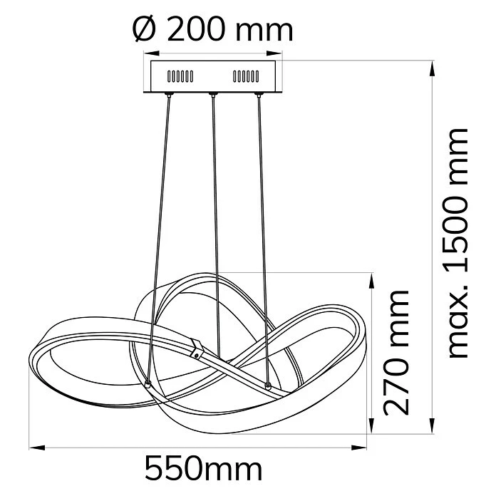 WOFI Indigo LED-Pendelleuchte 44 W, L X B X H: 55 X 55 X 27 Cm, Gold-matt, Warmweiß 6 WOFI Indigo LED-Pendelleuchte 44 W, L X B X H: 55 X 55 X 27 Cm, Gold-matt, Warmweiß – Bild 4