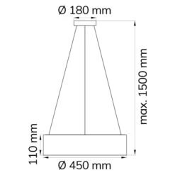 WOFI Pure LED-Pendelleuchte Rund 32 W, Ø X H: 45 X 11 Cm, Grau, Warmweiß -Beleuchtung 12 1909