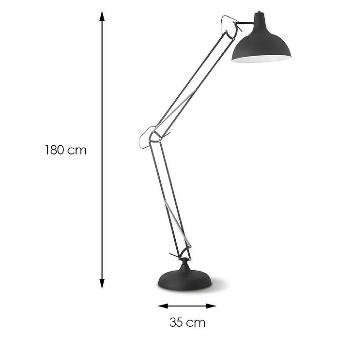 Home Sweet Home Job Stehleuchte Ø X H: 38 Cm X 1,8 M, Schwarz 7 Home Sweet Home Job Stehleuchte Ø X H: 38 Cm X 1,8 M, Schwarz – Bild 5