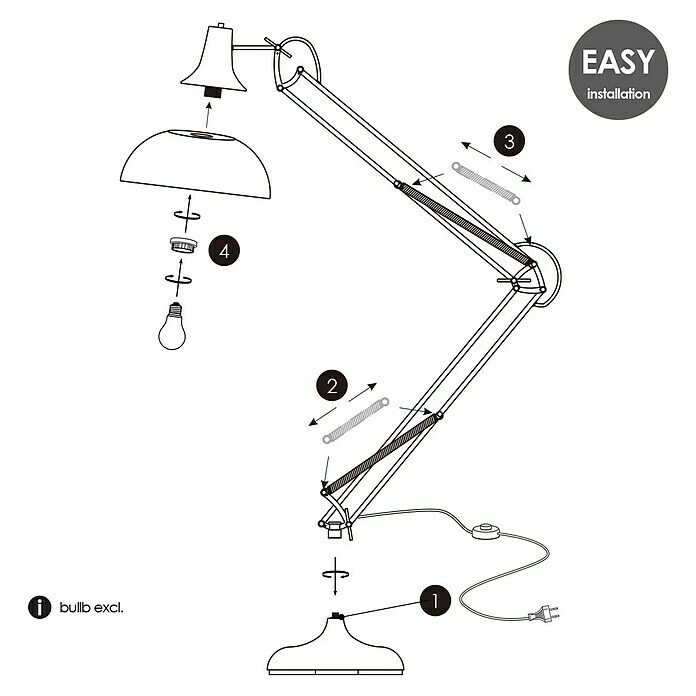 Home Sweet Home Job Stehleuchte Ø X H: 38 Cm X 1,8 M, Schwarz 8 Home Sweet Home Job Stehleuchte Ø X H: 38 Cm X 1,8 M, Schwarz – Bild 6
