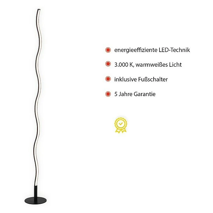 Paul Neuhaus LED-Stehleuchte Wave 29 W, Höhe: 120 Cm, Gold, Warmweiß 6 Paul Neuhaus LED-Stehleuchte Wave 29 W, Höhe: 120 Cm, Gold, Warmweiß – Bild 4