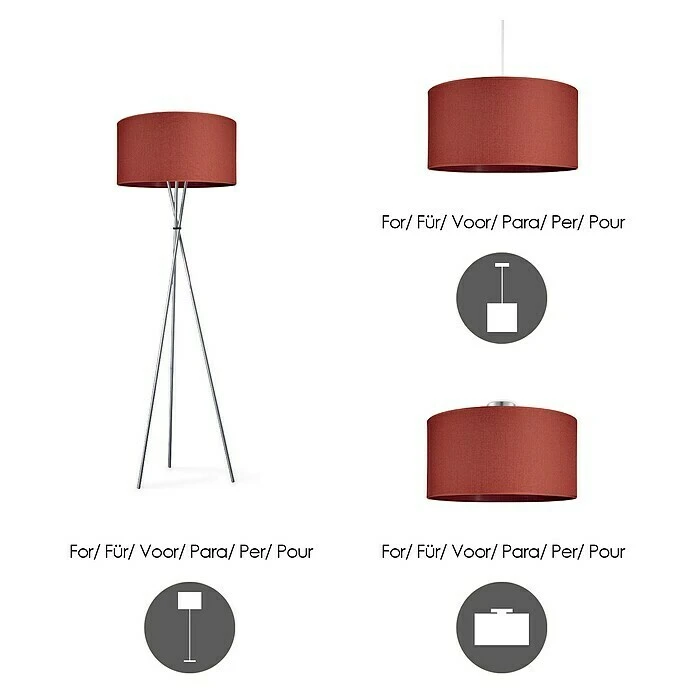 Home Sweet Home Lampenschirm Canvas 50 Cm, Spanish Red, Baumwolle, Rund 7 Home Sweet Home Lampenschirm Canvas 50 Cm, Spanish Red, Baumwolle, Rund – Bild 5