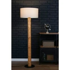 Beleuchtung 34 Spotlight Stehleuchte Pinia Floor 60 W, Braun/Gebeizte Kiefer, Weiß, E27