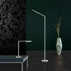Trio Leuchten LED-Stehleuchte Filigran 6 W, Höhe: 162 Cm, Nickel-matt, Warmweiß -Beleuchtung 12 2174