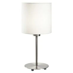 Eglo Pasteri Tischleuchte Rund 60 W, Ø X H: 180 Mm X 40 Cm, Nickel Matt, Weiß, E27