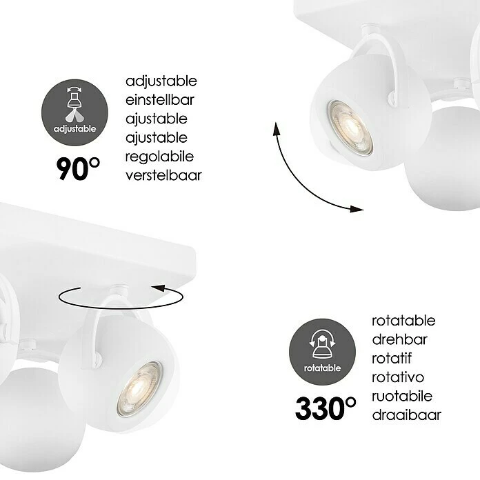 Home Sweet Home LED-Deckenstrahler Nop 6 W, L X B X H: 23 X 23 X 14 Cm, Sandweiß, Warmweiß 6 Home Sweet Home LED-Deckenstrahler Nop 6 W, L X B X H: 23 X 23 X 14 Cm, Sandweiß, Warmweiß – Bild 4