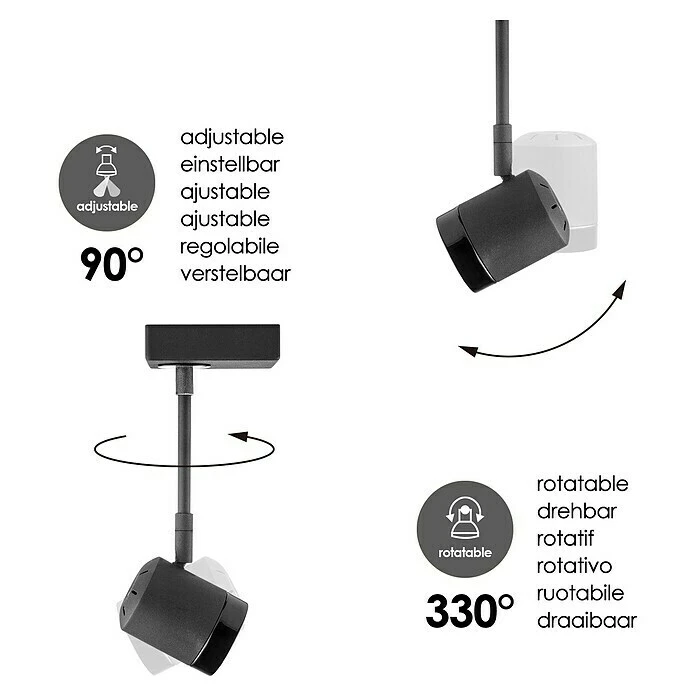 Home Sweet Home LED-Wandstrahler Manu 5,8 W, L X B X H: 9,5 X 9,5 X 25 Cm, Sandschwarz, Warmweiß 6 Home Sweet Home LED-Wandstrahler Manu 5,8 W, L X B X H: 9,5 X 9,5 X 25 Cm, Sandschwarz, Warmweiß – Bild 4