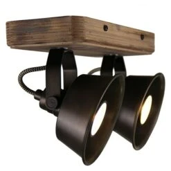 Deckenstrahler 40 W, Schwarz Stahl/Holz, GU10, 2 Stk.