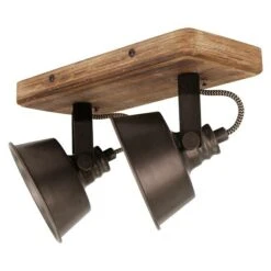 Deckenstrahler 40 W, Schwarz Stahl/Holz, GU10, 2 Stk. -Beleuchtung 12 2507