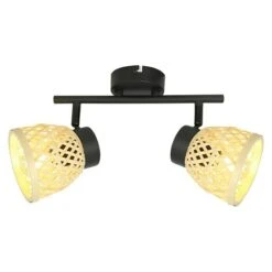 Brilliant Elize Deckenstrahler 28 W, L X B X H: 10,5 X 32 X 18 Cm, Schwarz-matt/Bambus, E14, 2 Stk.