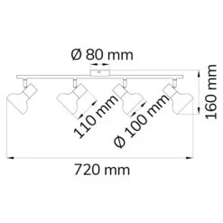 WOFI Deckenstrahler Texel 112 W, L X B X H: 72 X 13 X 16 Cm, Weiß, E14, 4 Stk. -Beleuchtung 12 2605