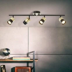 Brilliant Maribel Deckenstrahler 5 W, L X B X H: 18 X 76,5 X 16,8 Cm, Messing-gebürstet/Schwarz, GU10, 4 Stk.