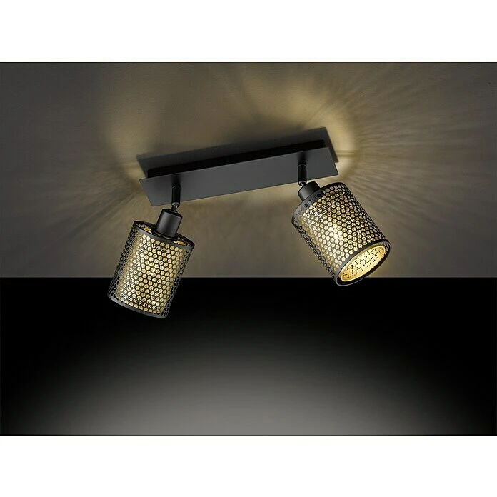 WOFI Cheval Deckenstrahler 56 W, L X B X H: 30 X 10 X 21 Cm, Schwarz/Gold, E14, 2 Stk. 3 WOFI Cheval Deckenstrahler 56 W, L X B X H: 30 X 10 X 21 Cm, Schwarz/Gold, E14, 2 Stk.