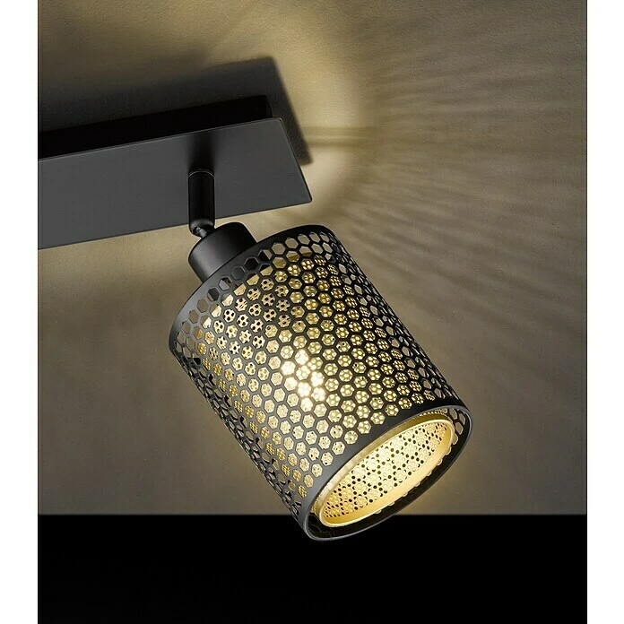 WOFI Cheval Deckenstrahler 56 W, L X B X H: 30 X 10 X 21 Cm, Schwarz/Gold, E14, 2 Stk. 5 WOFI Cheval Deckenstrahler 56 W, L X B X H: 30 X 10 X 21 Cm, Schwarz/Gold, E14, 2 Stk. – Bild 3