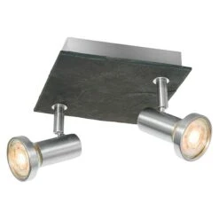 Home Sweet Home LED-Deckenstrahler Stone 5,8 W, L X B X H: 16,5 X 16,5 X 14,5 Cm, Schwarz, Warmweiß, 2 Stk.