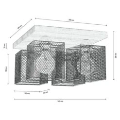 Spotlight Deckenleuchte Norman Wood 25 W, L X B X H: 34 X 34 X 21 Cm, Geölt Eiche, Chrom, E27, 4 Stk. -Beleuchtung 12 2709