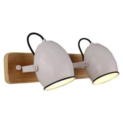 Wandstrahler 40 W, Weiß/Holz, E27, 2 Stk.