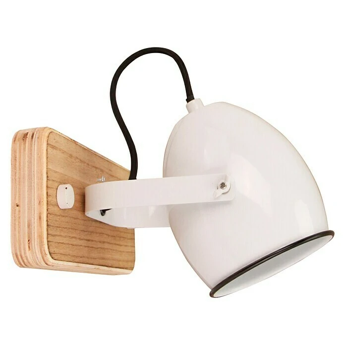 Wandstrahler 40 W, Weiß/Holz, E27 3 Wandstrahler 40 W, Weiß/Holz, E27