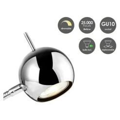 Home Sweet Home LED-Wandstrahler Bollo Flex 5,8 W, L X B X H: 14 X 14 X 11,5 Cm, Chrom, Warmweiß -Beleuchtung 12 2826