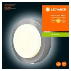 Ledvance LED-Außenwandleuchte Endura Disc Wall 8 W, 20 X 20 X 6 Cm, Silber, IP44 -Beleuchtung 12 2897
