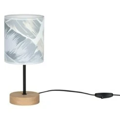 Spotlight Deko-Tischleuchte SAFARI BREEZE 25 W, Geölte Eiche, Grau-Blau, E27 -Beleuchtung 12 298