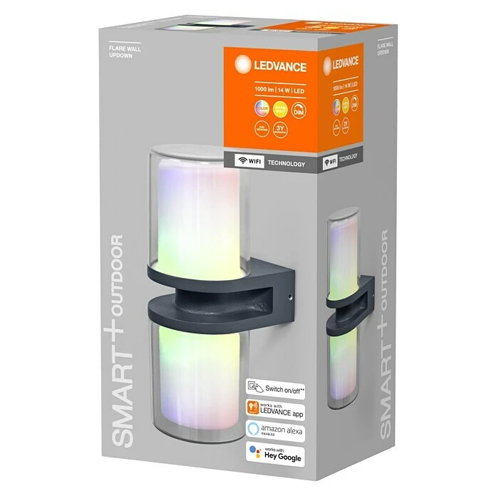 Ledvance Smart+ WiFi LED-Außenleuchte UPD Flare Farbe Gehäuse: Dunkelgrau, IP44, 13,2 X 10 X 24,6 Cm 3 Ledvance Smart+ WiFi LED-Außenleuchte UPD Flare Farbe Gehäuse: Dunkelgrau, IP44, 13,2 X 10 X 24,6 Cm