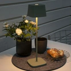 Konstsmide Akku-Tischleuchte Capri L X B X H: 10 X 10 X 36 Mm, Grün/Grau -Beleuchtung 12 3209