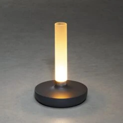 Konstsmide Akku-Tischleuchte Biarritz L X B X H: 13,5 X 13,5 X 20,5 Cm, Dunkelgrau -Beleuchtung 12 3276